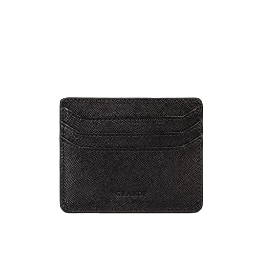 grande 3633 Genuine Leather Card Holder For Women and Men Super Slim Minimalist Small Snap Wallet Royal Black - Image 1