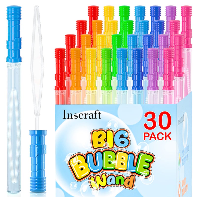Inscraft 30 Pack 14 Big Bubble Wands 8 Colors 1 Hole Wands x30 for Summer Toy OutdoorIndoor Activity Easter Birthday Graduation Bubbles Party Favors for Kids - Image 3