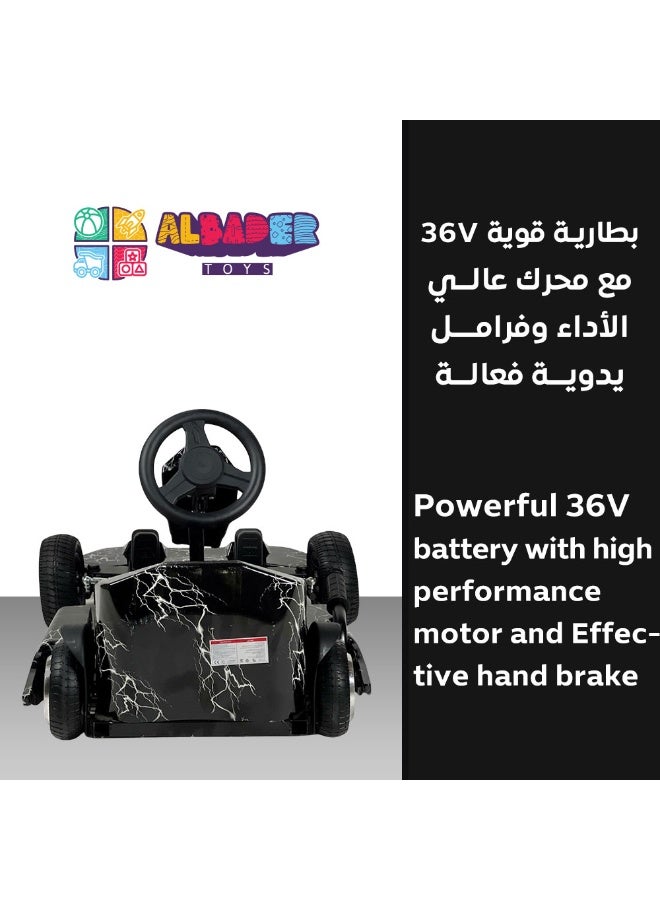 البدر سيارة كارتينج دريفت للاطفال من البدر، سياره كهربائية كريزي دريفت 36 فولت مع عجلات LED، موسيقى بلوتوث، 3 سرعات وعكسية، فرامل اليد، لعبة ركوب كهربائية بنمط سباق للاولاد والبنات - Image 3