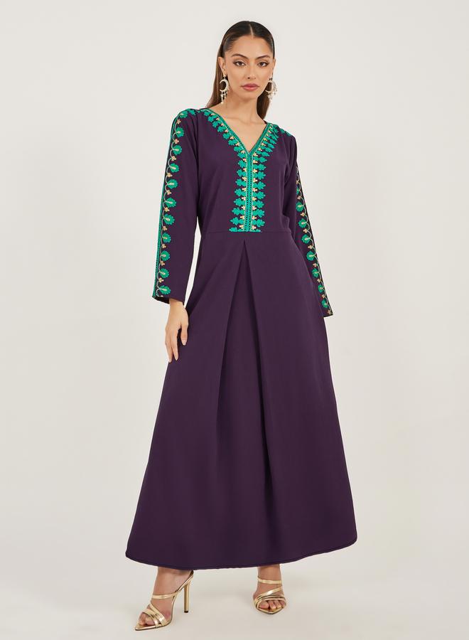 Styli Styli Embroidered A-Line Jalabiya with Tie Detail - Image 2