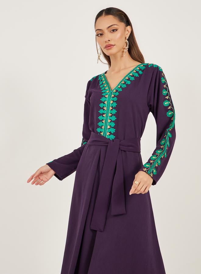 Styli Styli Embroidered A-Line Jalabiya with Tie Detail - Image 3
