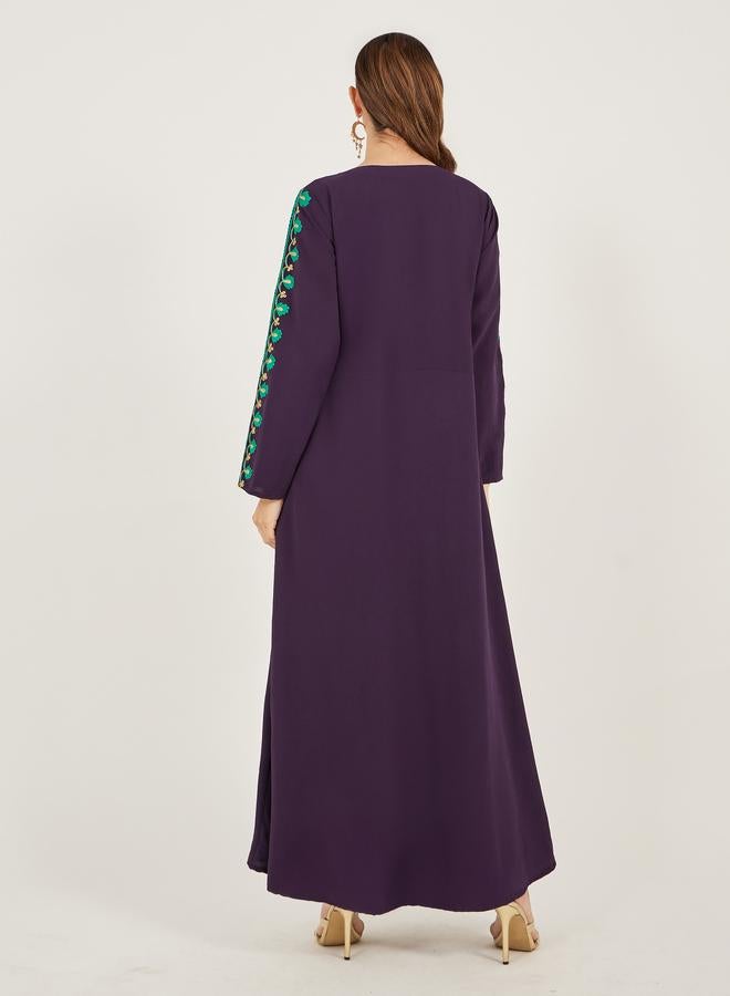 Styli Styli Embroidered A-Line Jalabiya with Tie Detail - Image 5