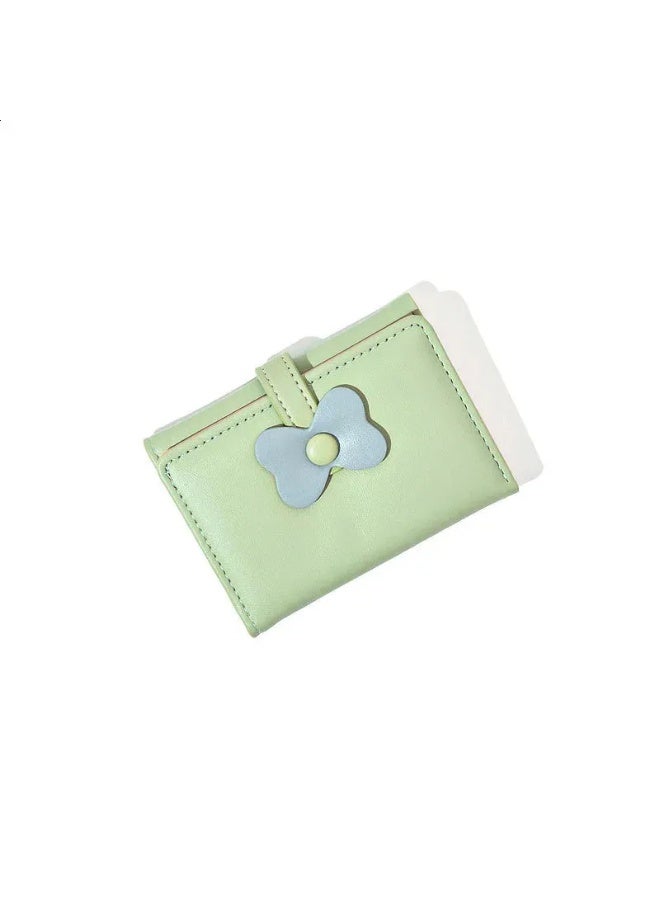 محفظة وحاملة بطاقات جلد أخضر تحتوي على جيوب متعددة للنقود والبطاقات وجيب بسوستة للنقود