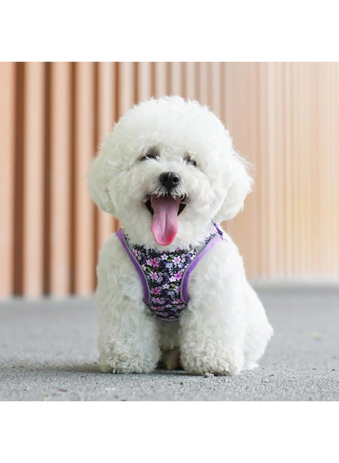 Flymind Step in Dog Harness and Leash Set, Flower Adjustable Easy Walk Puppy Harnesses, Soft Mesh Pet Vest Harness Small Size Dog Adjustable No Pull Dog Harness for Small Medium Dogs(Purple, S) - Image 5