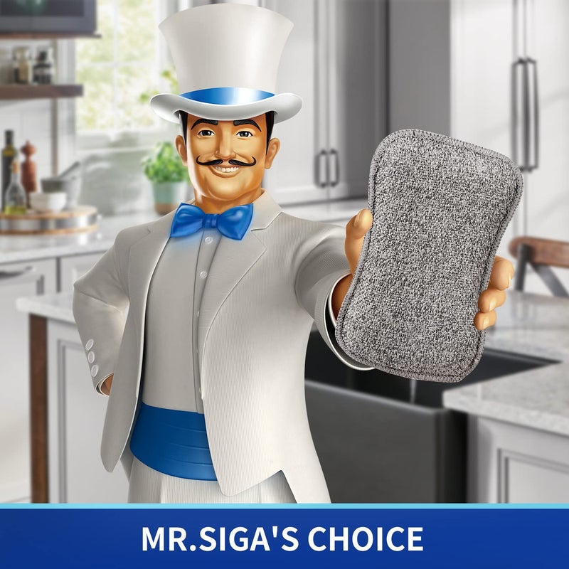 Mr Siga MR.SIGA Dual-Sided Scrub Sponges, Long lasting, Reusable Dishwashing Sponges for Kitchen, 6 Pack - Image 2