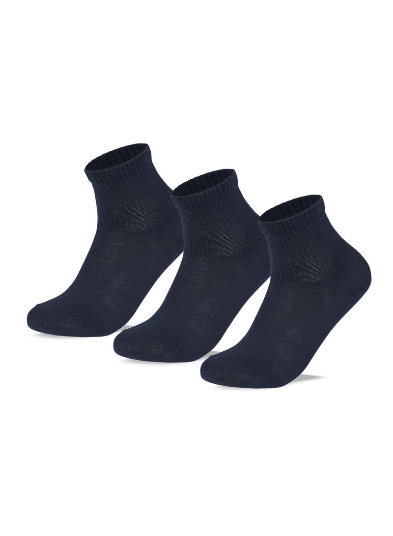 SAM SOCKS Kids Set of 3 Half Long School Plain Socks Navy Blue size 30-33 EU - Image 1