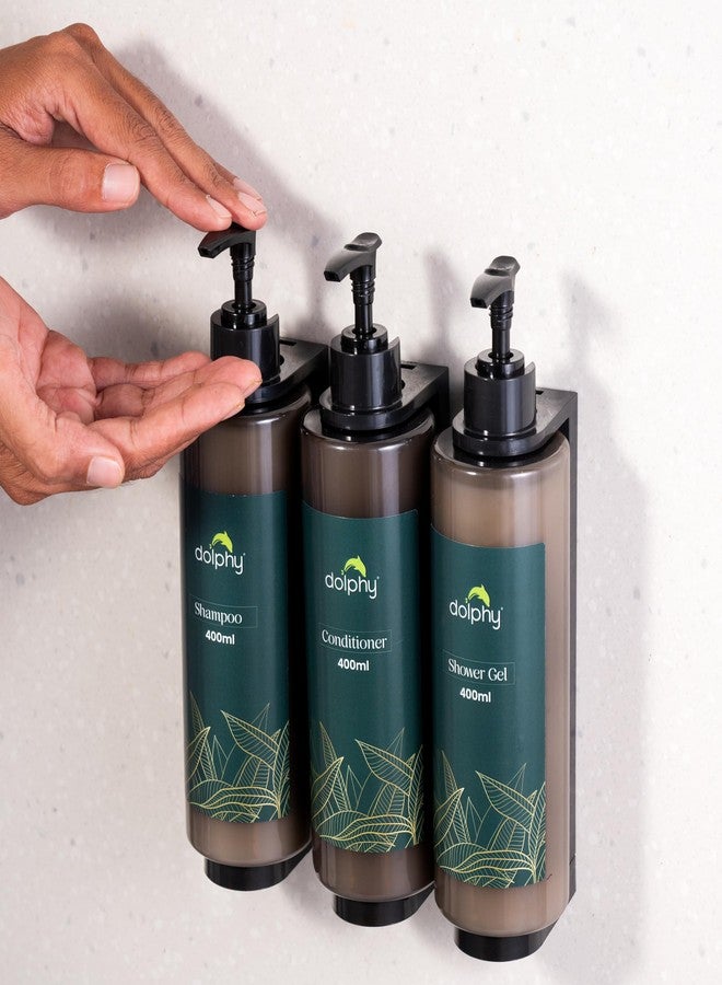 Dolphy Wall Mount & Table Top Liquid soap Dispenser |for Hand Wash,Shampoo, Conditioner & Shower Gel for Bathroom/Basin/Kitchen Sink - 400 ml (Set of 3) - Image 2