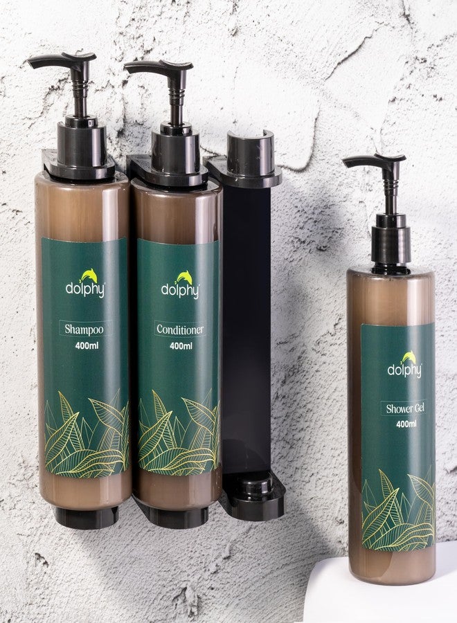 Dolphy Wall Mount & Table Top Liquid soap Dispenser |for Hand Wash,Shampoo, Conditioner & Shower Gel for Bathroom/Basin/Kitchen Sink - 400 ml (Set of 3) - Image 3