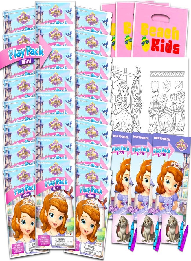Sofia The First Disney Sofia the First Birthday Party Favors Set - Bundle with 24 Sofia Play Packs | Mini Coloring Books and Stickers for Goodie Bags (Disney Jr Sofia the First Party Supplies) - Image 1