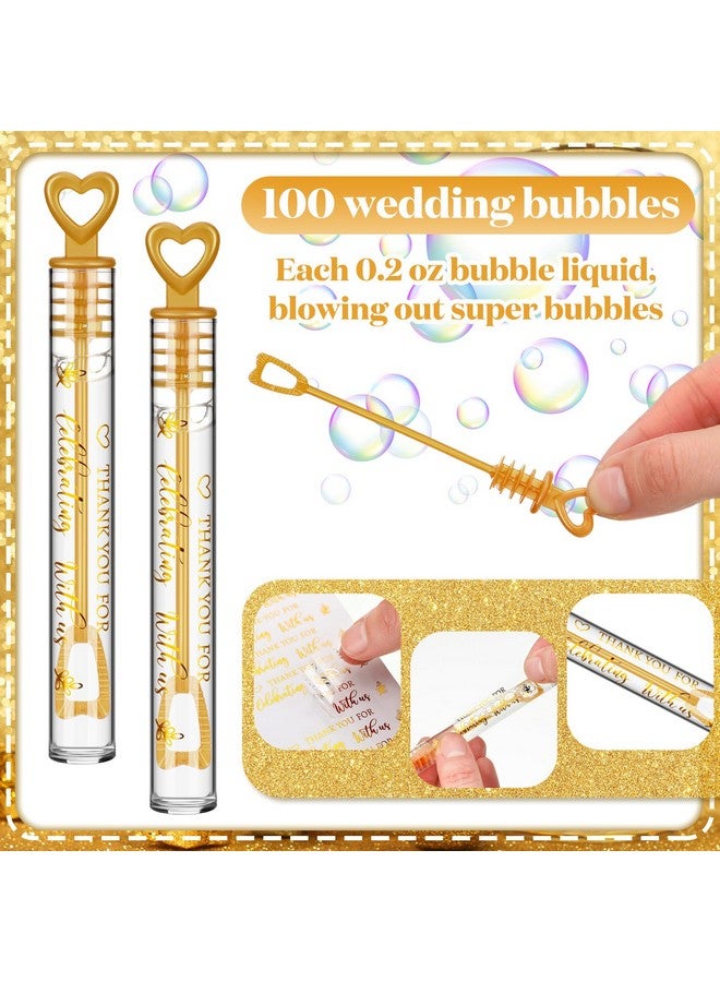Shappy 100 Pcs Wedding Bubble Wands Bulk Mini Wedding Party Bubbles Wedding Party Favors Small Bubbles Wands for Wedding Adults Novelty Gifts (Wedding) - Image 1
