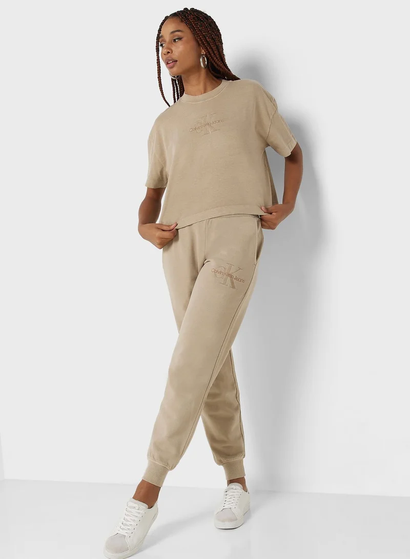 Calvin Klein Jeans Logo Cuffed Bottom Sweatpants