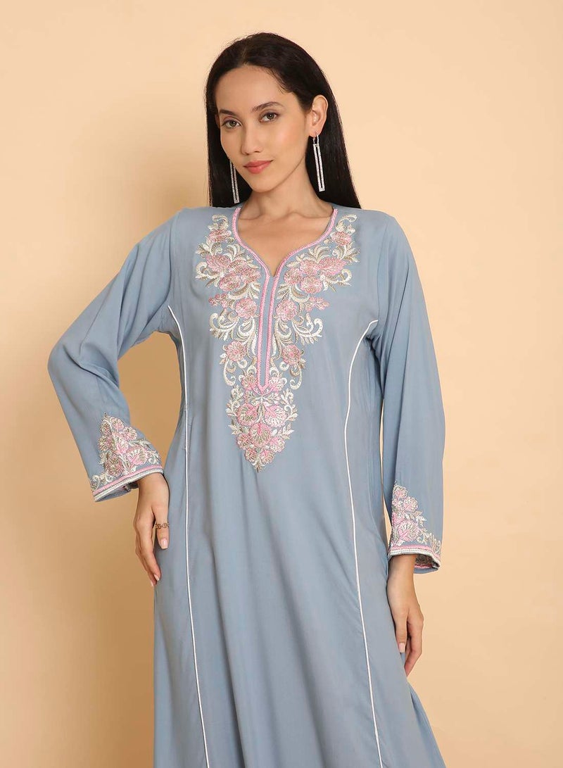 HANA & SARA Unique embroided design jalabiya dress arabic kaftan for women - Image 3