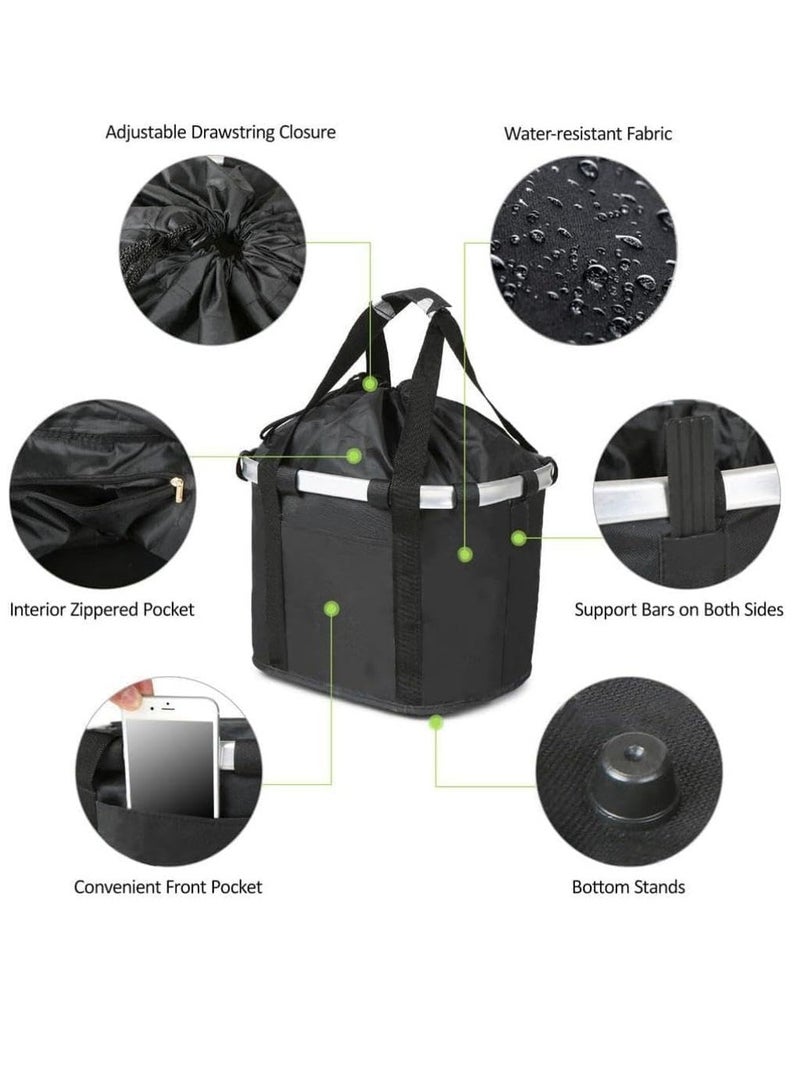 DUNISO Foldable Bicycle Basket, Removable Black Bicycle Handlebar Front Basket For Pet Carrier, Grocery Shopping, Outdoor Camping 33*22*25 cm - Image 4