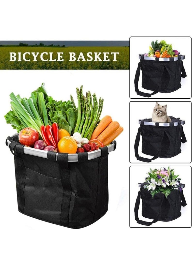DUNISO Foldable Bicycle Basket, Removable Black Bicycle Handlebar Front Basket For Pet Carrier, Grocery Shopping, Outdoor Camping 33*22*25 cm - Image 1