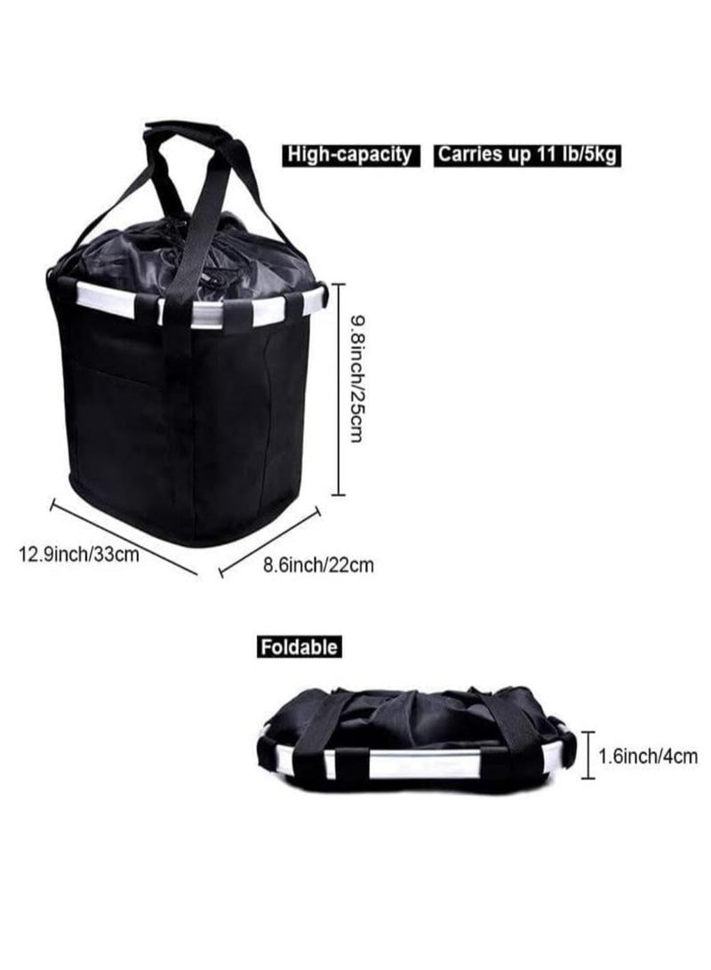 DUNISO Foldable Bicycle Basket, Removable Black Bicycle Handlebar Front Basket For Pet Carrier, Grocery Shopping, Outdoor Camping 33*22*25 cm - Image 3
