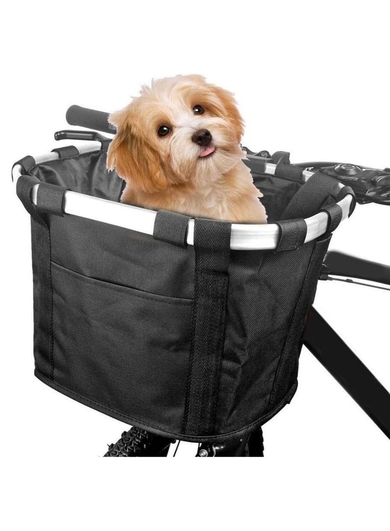 DUNISO Foldable Bicycle Basket, Removable Black Bicycle Handlebar Front Basket For Pet Carrier, Grocery Shopping, Outdoor Camping 33*22*25 cm - Image 2