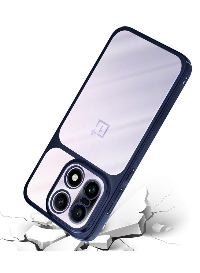 CATANES Electroplated PC Case for OnePlus 15 - Raised Camera Guard and Shock-Absorbing Edges with Privacy Screen Protector - - Clear - Side Blue - Image 2