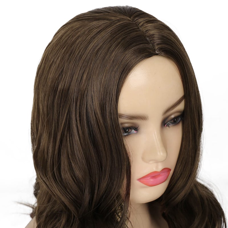 Beweig Long Curly Wavy Brown Wig for Women Middle Part Hair Replacement Wigs Synthetic Heat Resistant Fibers for Daily Use,20" - Image 5