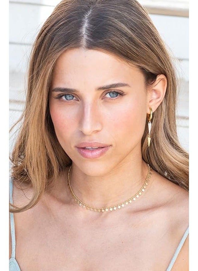 Mevecco Women Gold Huggie Hoop Earrings Dangle Drop 14K Gold Filled Small Boho Beach Simple Delicate Handmade Hypoallergenic Jewelry Gift - Image 2