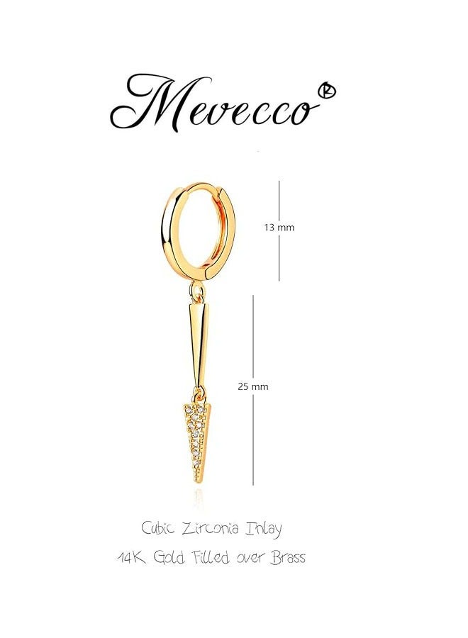 Mevecco Women Gold Huggie Hoop Earrings Dangle Drop 14K Gold Filled Small Boho Beach Simple Delicate Handmade Hypoallergenic Jewelry Gift - Image 4