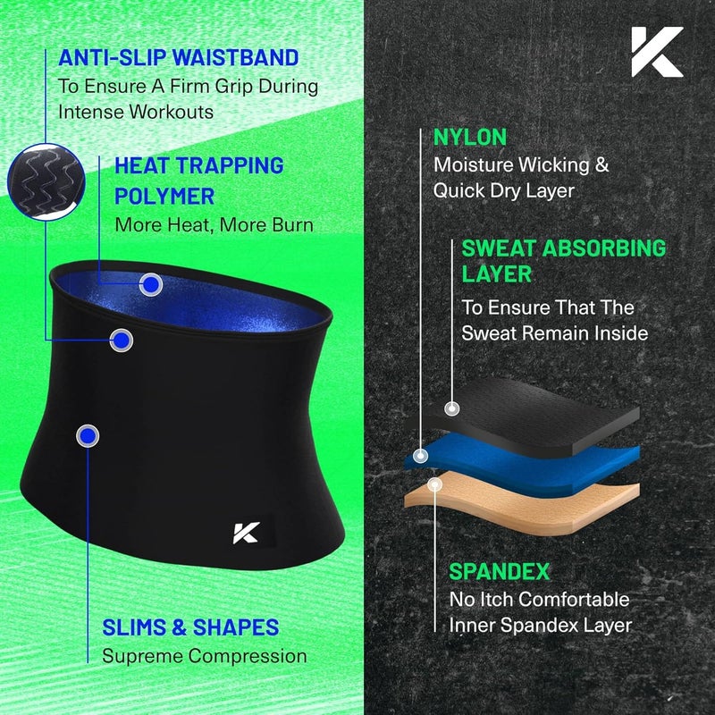 Kewlioo Men's Heat Trapping Waist Toner - Waist Trainer for Men - Comfortable & Discreet Waist Trimmer Thermo Sauna Belt - Image 5