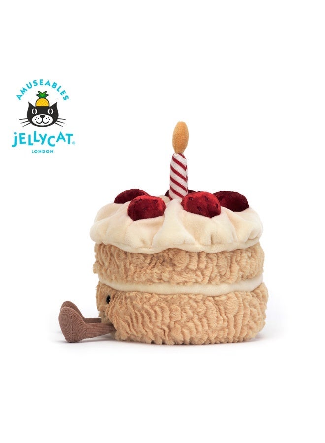 جيليكات Jellycat المملكة المتحدة متعة عيد ميلاد كعكة بلوش لعبة، سوبر لينة، لعبة كعكة الفراولة، الأطفال رفيق دمية عيد ميلاد هدية زخرفة هدية - Image 2