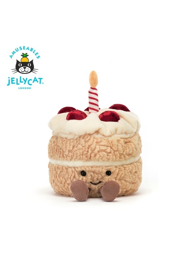 جيليكات Jellycat المملكة المتحدة متعة عيد ميلاد كعكة بلوش لعبة، سوبر لينة، لعبة كعكة الفراولة، الأطفال رفيق دمية عيد ميلاد هدية زخرفة هدية - Image 1