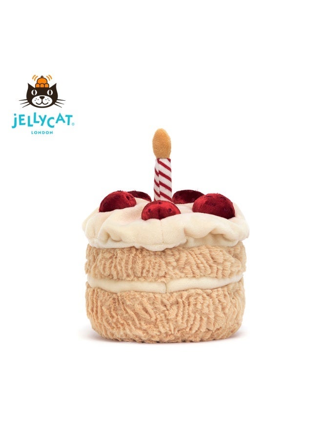 جيليكات Jellycat المملكة المتحدة متعة عيد ميلاد كعكة بلوش لعبة، سوبر لينة، لعبة كعكة الفراولة، الأطفال رفيق دمية عيد ميلاد هدية زخرفة هدية - Image 3