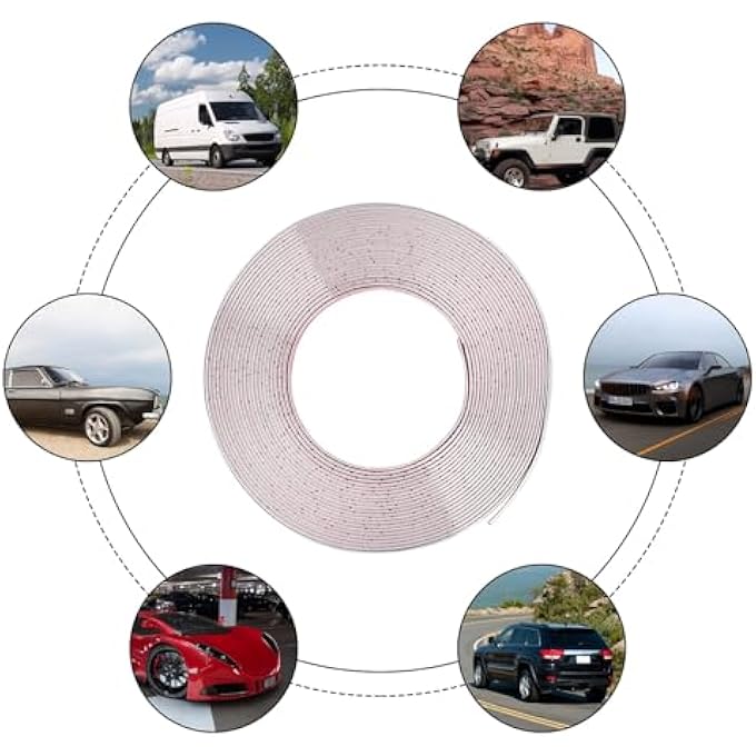 ريحني شريط تشطيبات كروم السيارة مقاس 10 مم × 15 متر بتصميم ذاتي لاصق عالمي باللون الفضي - Image 5