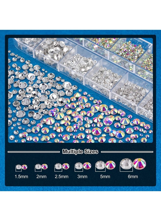 BELLEBOOST Nail Art Rhinestone Glue Gel&Flatback Gems Accessories Kit 1 Tube Of 15Ml Rhinestone Gel Glue(Uvled Needed)+1 Box Of Flatback Round Glass Crystal Ab&Clear Gemstones With Pickup Pencil And Tweezer  - Image 3