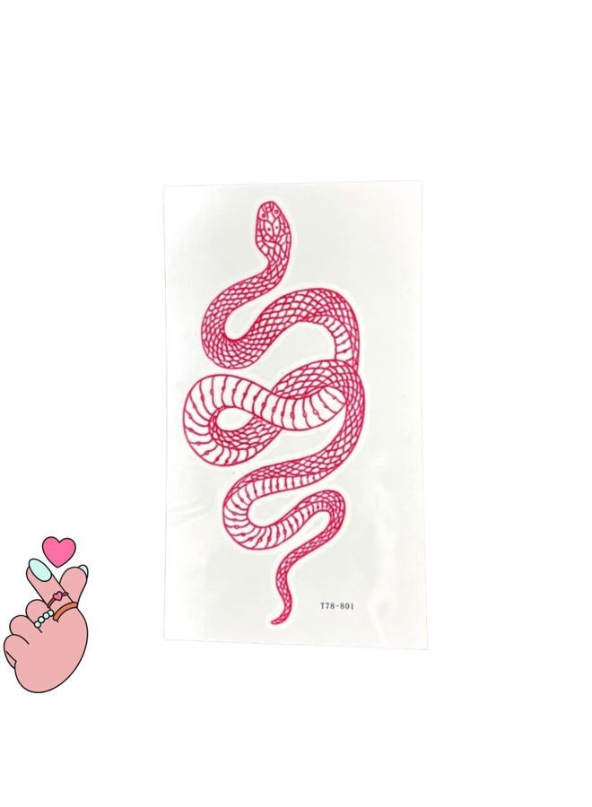 Yeahgoshopping 3 Sheets Realistic Big Size Red Snake Waterproof Temporary Tattoo Stickers For Women Men Body Art Waist Decals Fake Tattoo - Image 4