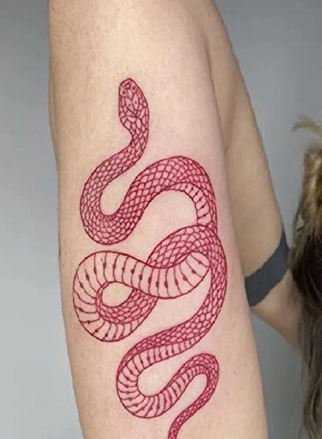 Yeahgoshopping 3 Sheets Realistic Big Size Red Snake Waterproof Temporary Tattoo Stickers For Women Men Body Art Waist Decals Fake Tattoo - Image 3