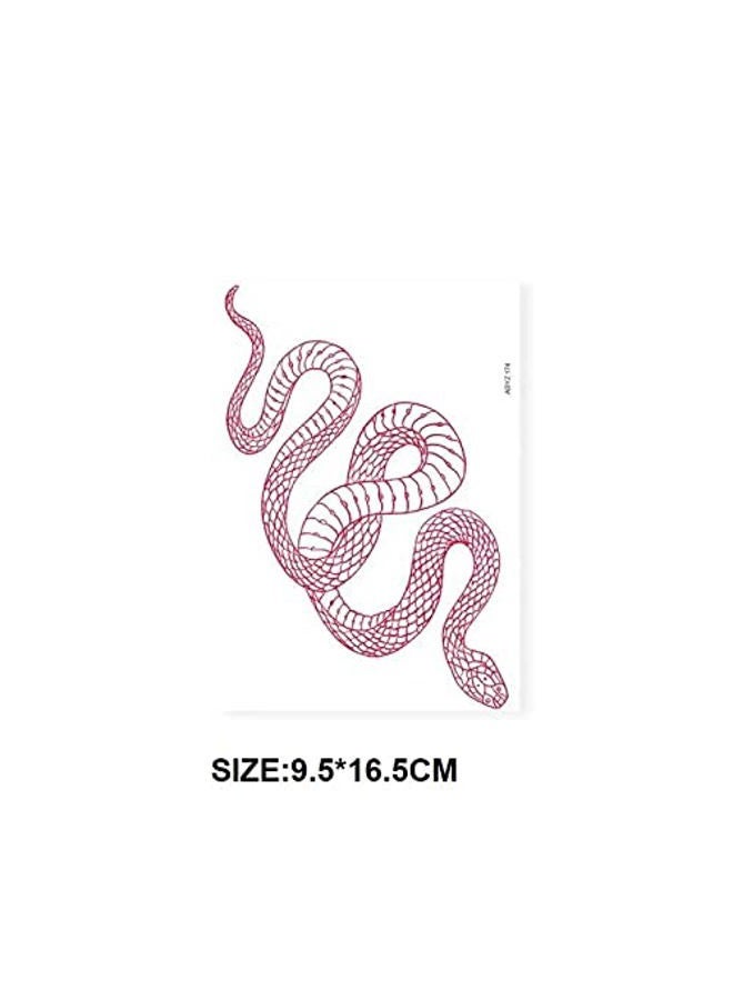 Yeahgoshopping 3 Sheets Realistic Big Size Red Snake Waterproof Temporary Tattoo Stickers For Women Men Body Art Waist Decals Fake Tattoo - Image 2
