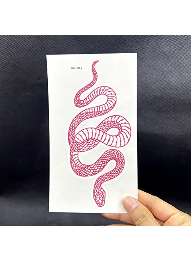 Yeahgoshopping 3 Sheets Realistic Big Size Red Snake Waterproof Temporary Tattoo Stickers For Women Men Body Art Waist Decals Fake Tattoo - Image 5
