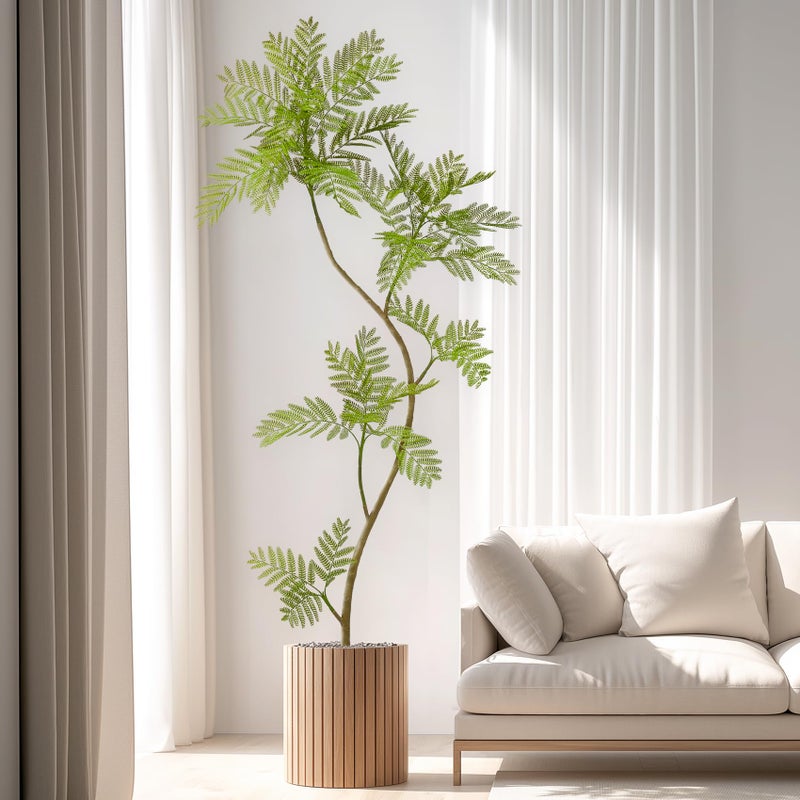 Bailikang 6.6FT Artificial Tree Fake Jacaranda Tree,Faux Tall Tree Lifelike Green Leaves Large Plants Indoor Fake Trees for Home Decor - Image 1