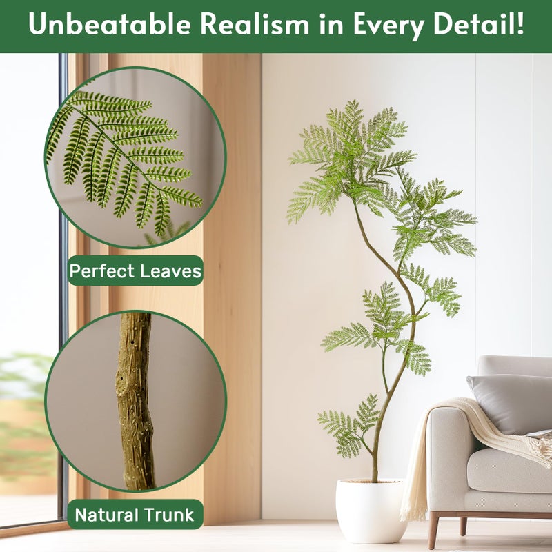 Bailikang 6.6FT Artificial Tree Fake Jacaranda Tree,Faux Tall Tree Lifelike Green Leaves Large Plants Indoor Fake Trees for Home Decor - Image 5