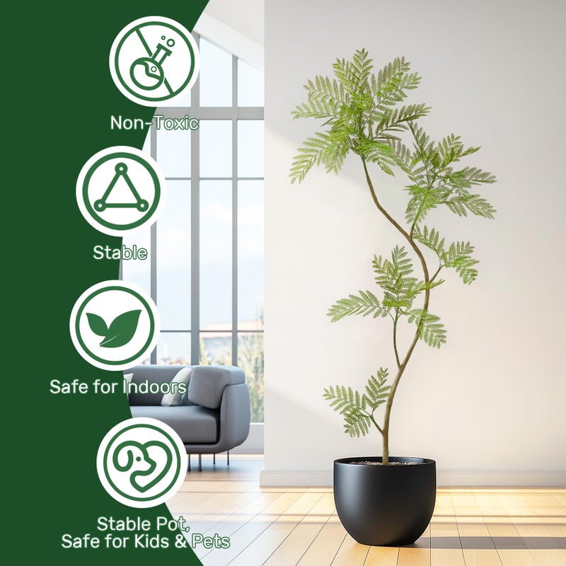 Bailikang 6.6FT Artificial Tree Fake Jacaranda Tree,Faux Tall Tree Lifelike Green Leaves Large Plants Indoor Fake Trees for Home Decor - Image 3