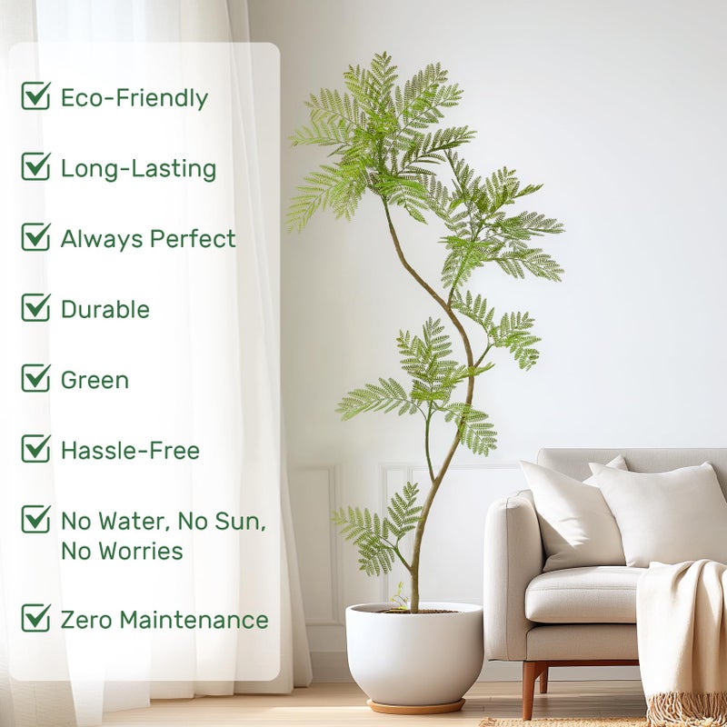 Bailikang 6.6FT Artificial Tree Fake Jacaranda Tree,Faux Tall Tree Lifelike Green Leaves Large Plants Indoor Fake Trees for Home Decor - Image 4
