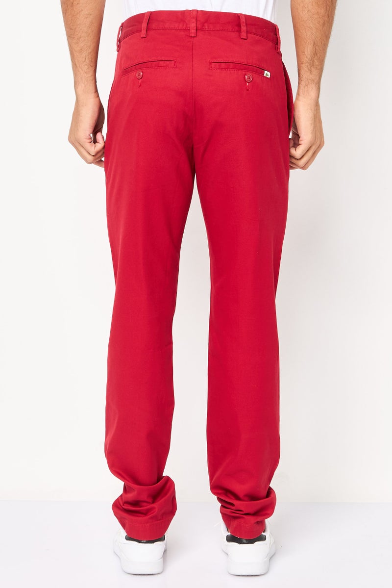 LACOSTE Men Slim Fit Solid Chino Pants, Maroon - Image 4