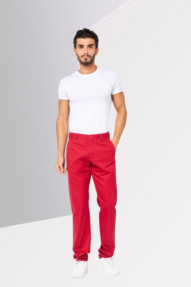 LACOSTE Men Slim Fit Solid Chino Pants, Maroon - Image 2