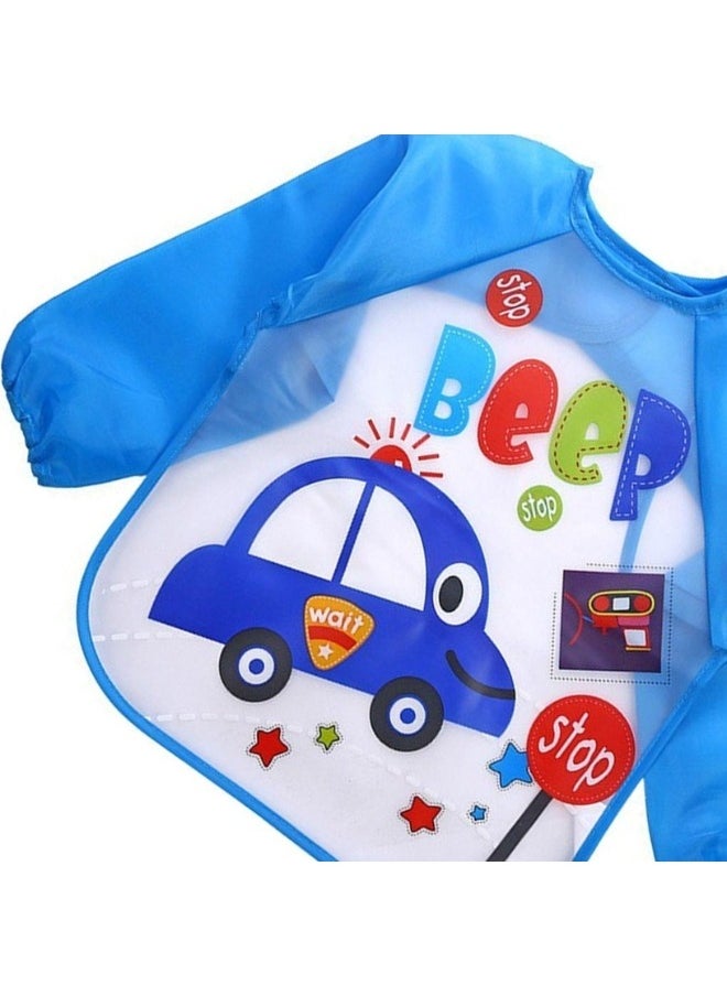 Generic Baby's Long-Sleeve Waterproof Bib for Both Eating and Drawing (Blue), One Size - 1Pc  - Image 2