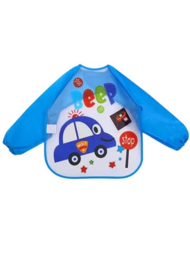 Generic Baby's Long-Sleeve Waterproof Bib for Both Eating and Drawing (Blue), One Size - 1Pc  - Image 1
