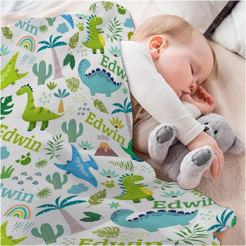 Ottoy Dinosaurs Personalized Baby Blanket Gifts Custom Dinosaurs Blanket for Girls Boy, Super Soft Blankets for Toddler Bed Nursery Decor 40"x30" (Toddler) - Image 5