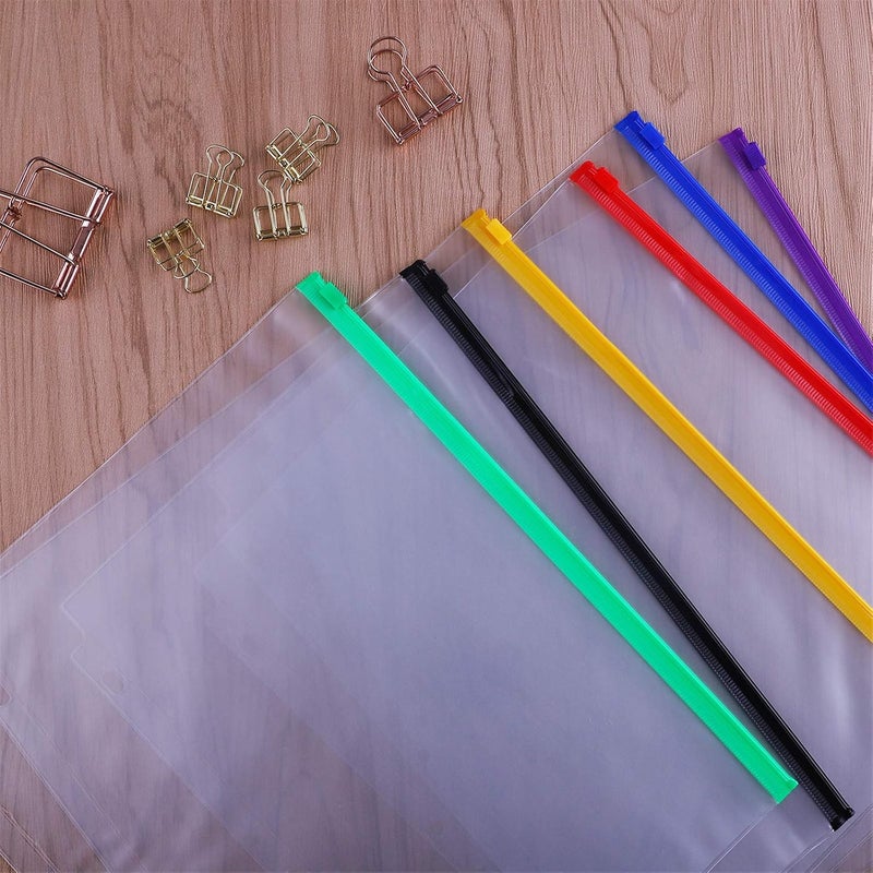 Antner 6 Pack Letter Size Binder Pockets for 3 Ring Binder, Multicolor Zipper Binder Pouches Loose Leaf Bags Document Folders, Waterproof PVC Binder Pockets Filing Bags for Business Office Supplies - Image 2
