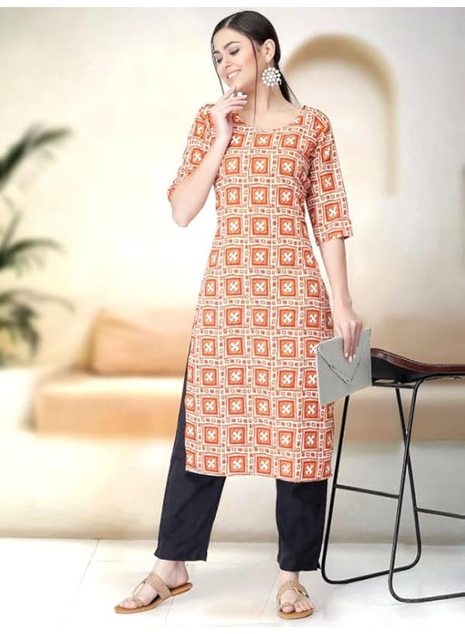 Pinkmint store Kurta Set for Women Cotton Printed Stylish Neck Kurti with Pant Set (Pack of 2) Mstore Kurta Set for Women Cotton Printed Stylish Neck Kurti with Pant Set (Pack of 2) M - Image 4