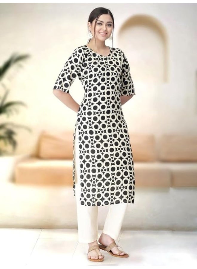 Pinkmint store Kurta Set for Women Cotton Printed Stylish Neck Kurti with Pant Set (Pack of 2) Mstore Kurta Set for Women Cotton Printed Stylish Neck Kurti with Pant Set (Pack of 2) M - Image 1