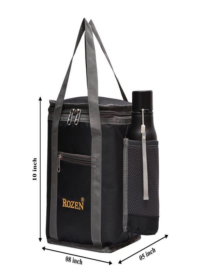 ROZEN Lunch Tiffin Bag roz101-Blue for School Office Picnic (Black) - Image 2
