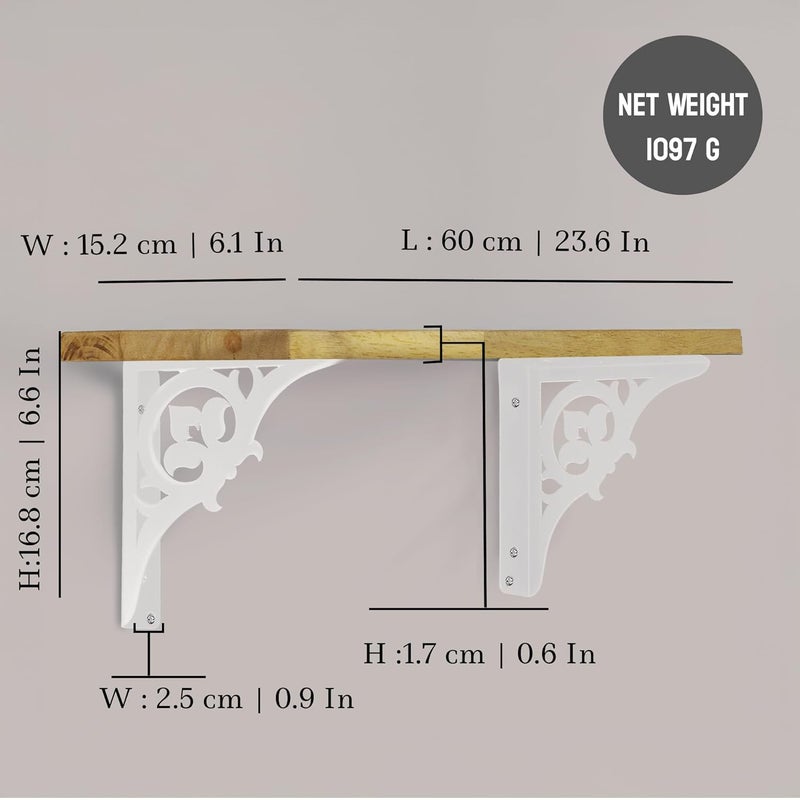 Spillbox معبد بويا المنزلي الخشبي | رف معدني أبيض | قابل للتعليق على الحائط | تجميع سهل بالبراغي | معبد منزلي لغرفة البوجا | حامل بوجا | معبد - زهور فردية (كبيرة بيضاء) - Image 3