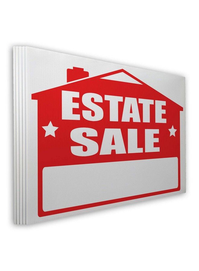 Visibility Signage ; Estate Sale Yard Lawn Sign Kit ; 24" W X 18" H Coroplast ; Doublesided ; Includes 6"W X 18"H Metal Hstakes + Blue Arrow Stickers (5)  - Image 2