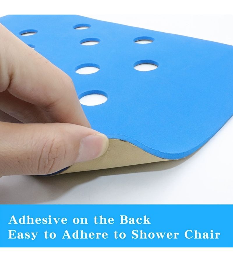 Blue Bathroom Anti Skid Foot Mats Set 4 Diagonal Mats 28mm and 1 Shower Chair Mat 35x24cm with Back Glue Soft Foam for Benches Narrow Bathroom Chairs - Image 5